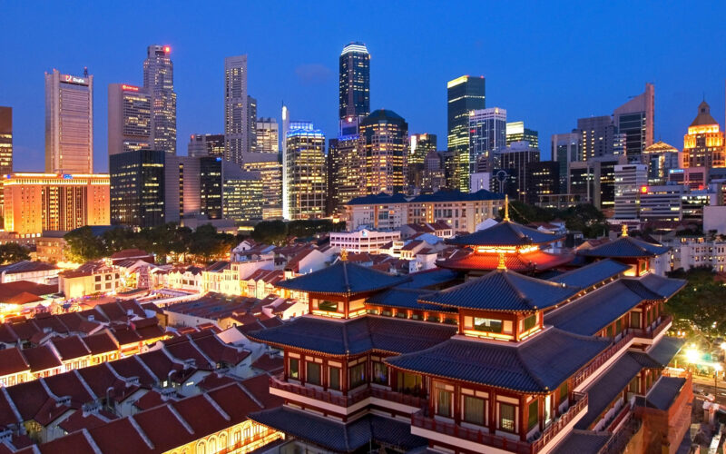 Evening City Skyline Rooftops Lights, Chinatown_original